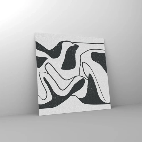 Billede på glas - Abstrakt leg i en labyrint - 40x40 cm