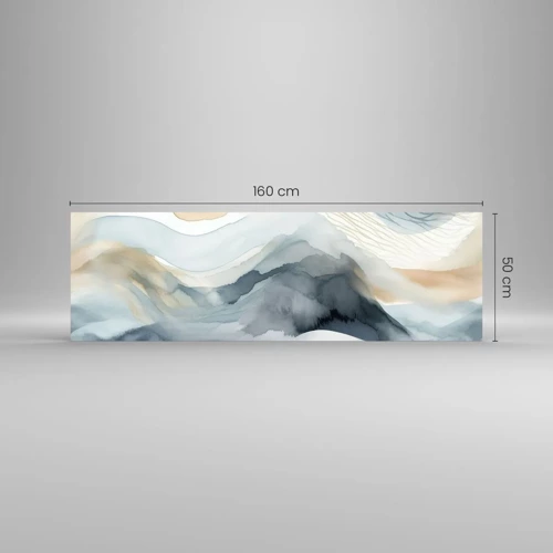 Billede på glas - Abstraktion af sne og tåge - 160x50 cm