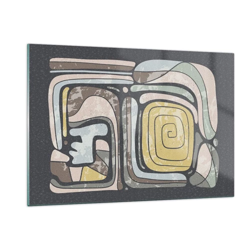Billede på glas - Abstraktion i en præcolumbiansk ånd - 120x80 cm