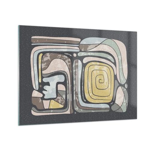Billede på glas - Abstraktion i en præcolumbiansk ånd - 70x50 cm
