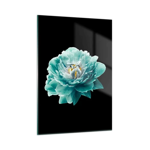 Billede på glas - Blå og gyldne kronblade - 50x70 cm
