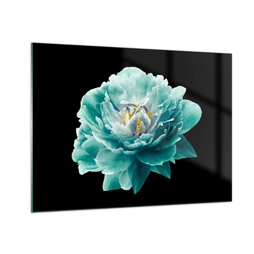 Billede på glas - Blå og gyldne kronblade - 70x50 cm