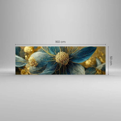 Billede på glas - Blomstre med guld - 160x50 cm