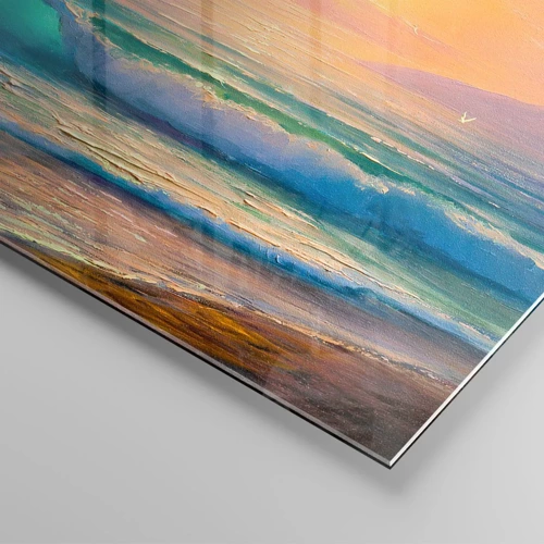 Billede på glas - Bølgernes turkisfarvede sang - 120x80 cm