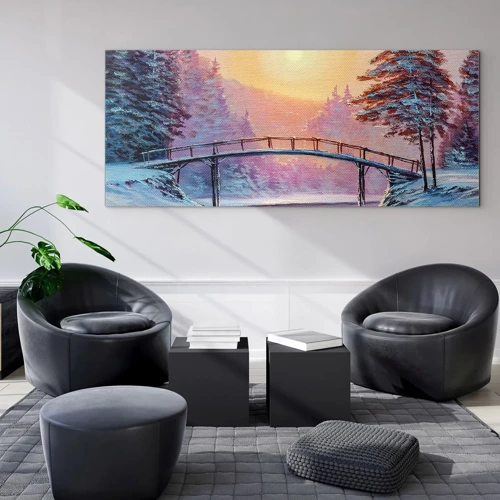 Billede på glas - De fire årstider - vinter - 100x40 cm