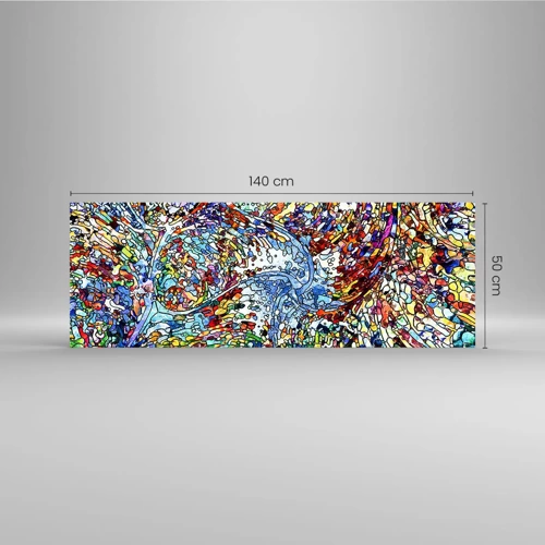 Billede på glas - Dråbe af farvet glas - 140x50 cm