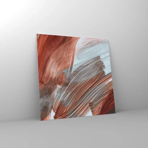 Billede på glas - Efterårsagtig og blæsende abstraktion - 30x30 cm