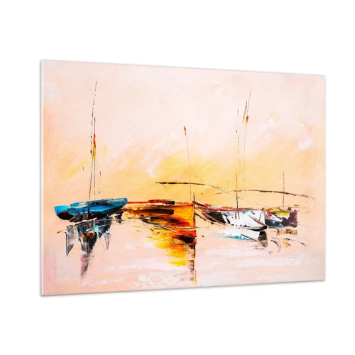 Billede på glas - En aften i havnen - 100x70 cm