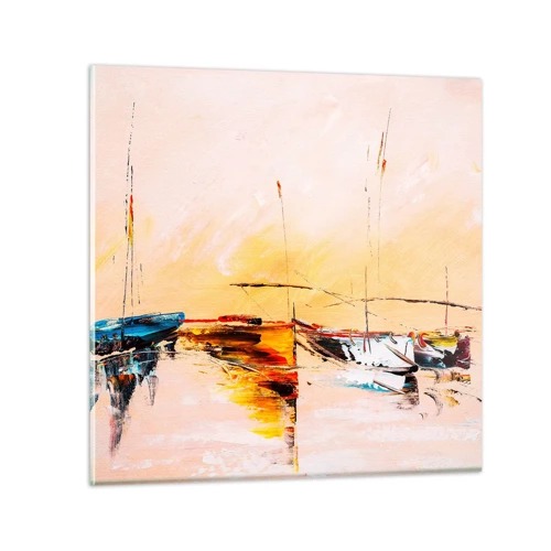 Billede på glas - En aften i havnen - 40x40 cm