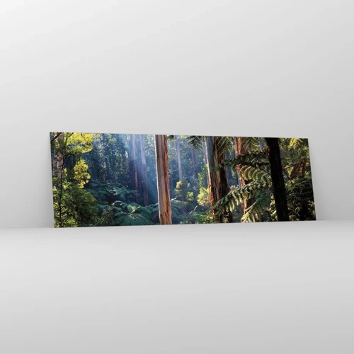 Billede på glas - En fortælling om skoven - 160x50 cm