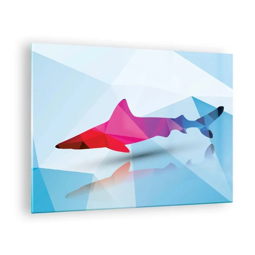 Billede på glas - En haj i et krystallinsk rum - 70x50 cm