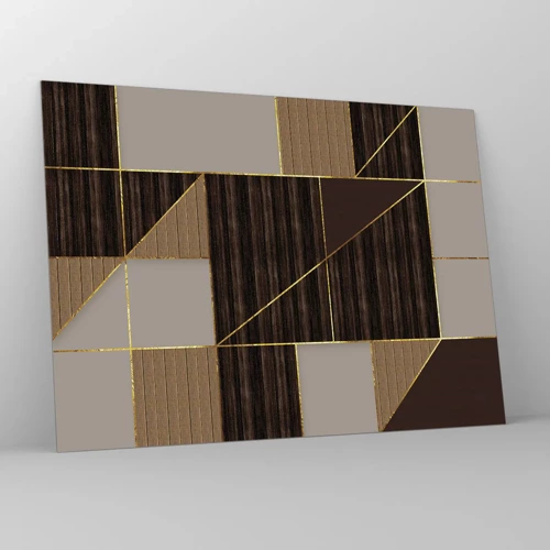 Billede på glas - En mosaik af brune og gyldne farver - 70x50 cm