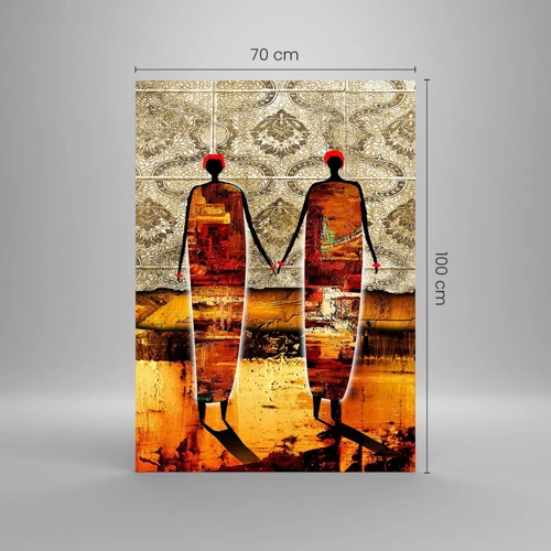 Billede på glas - Etnisk sammensætning i farverne i Afrika - 70x100 cm