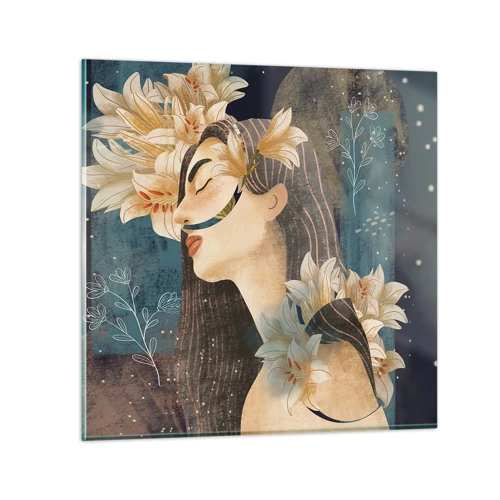 Billede på glas - Eventyret om prinsessen med liljerne - 30x30 cm