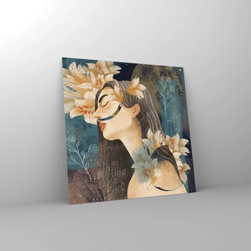 Billede på glas - Eventyret om prinsessen med liljerne - 60x60 cm