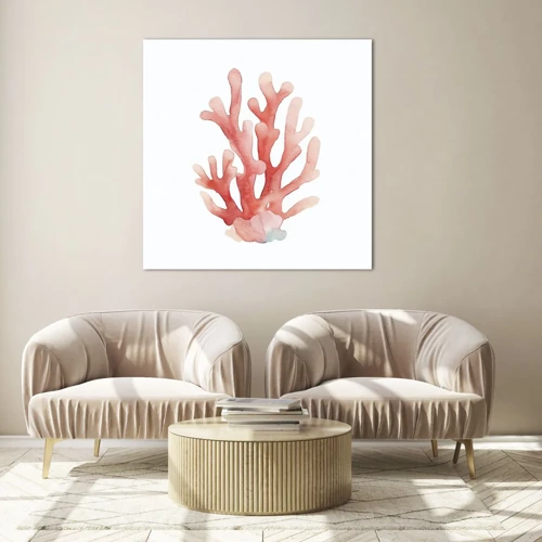 Billede på glas - Farven koral - 30x30 cm