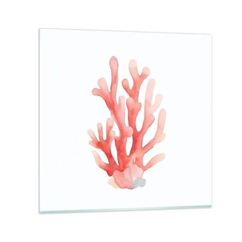 Billede på glas - Farven koral - 40x40 cm