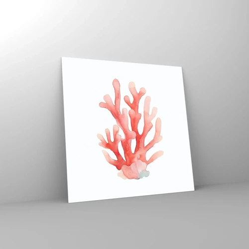Billede på glas - Farven koral - 50x50 cm
