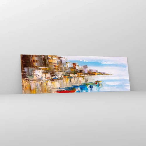 Billede på glas - Flerfarvet urban havn - 160x50 cm