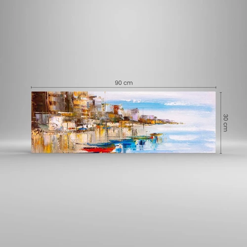 Billede på glas - Flerfarvet urban havn - 90x30 cm
