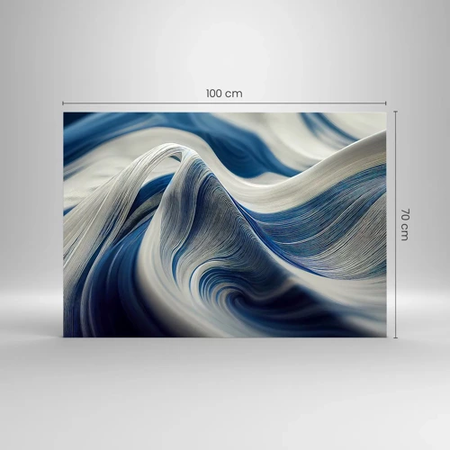 Billede på glas - Flydende blå og hvide farver - 100x70 cm