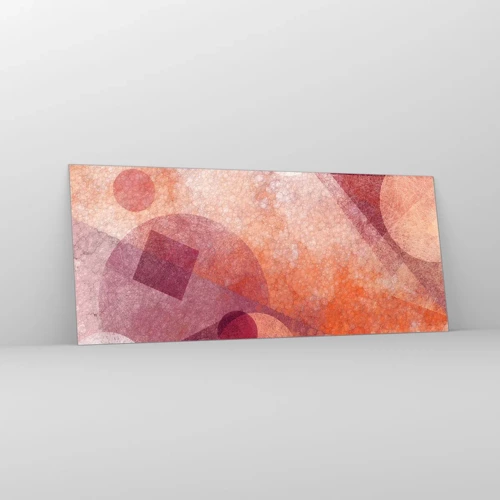 Billede på glas - Geometriske transformationer i pink - 120x50 cm