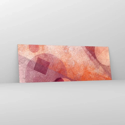 Billede på glas - Geometriske transformationer i pink - 140x50 cm