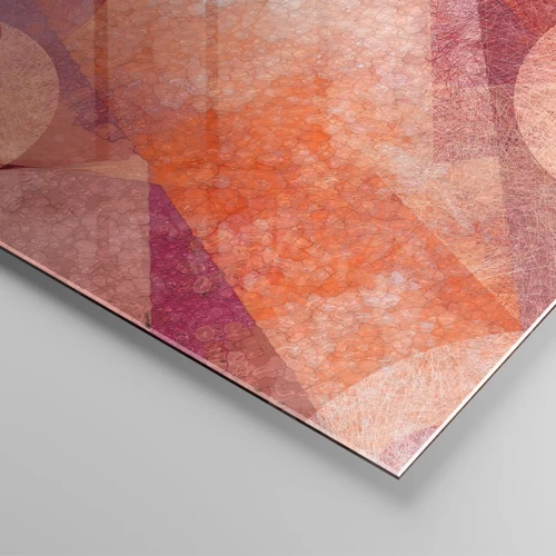 Billede på glas - Geometriske transformationer i pink - 140x50 cm