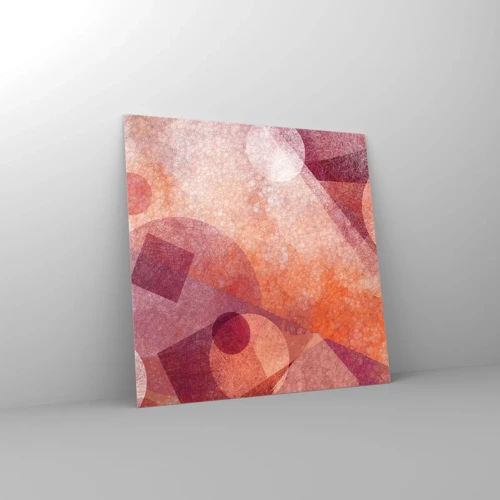 Billede på glas - Geometriske transformationer i pink - 50x50 cm