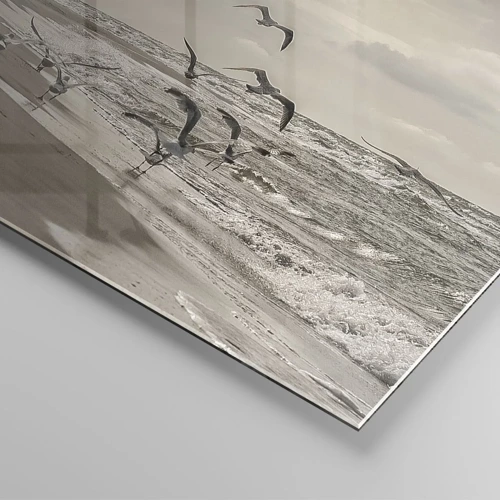 Billede på glas - Havet brummer, fuglene synger - 160x50 cm