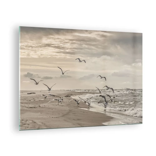 Billede på glas - Havet brummer, fuglene synger - 70x50 cm