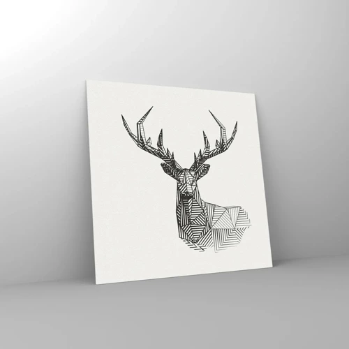 Billede på glas - Hjorte i kubistisk stil - 70x70 cm