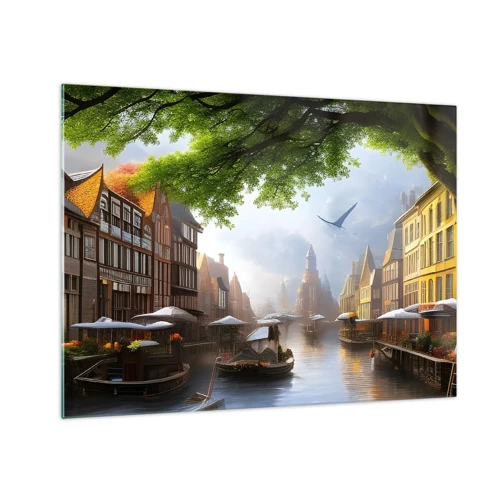 Billede på glas - Hollandsk bybillede - 70x50 cm