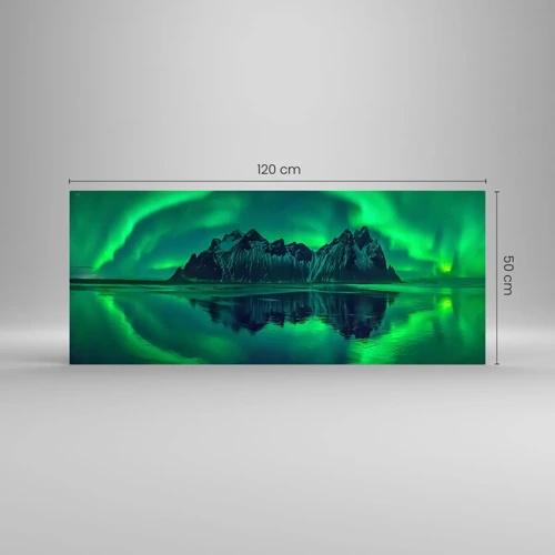 Billede på glas - I auroraens arme - 120x50 cm