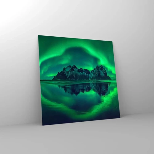 Billede på glas - I auroraens arme - 30x30 cm