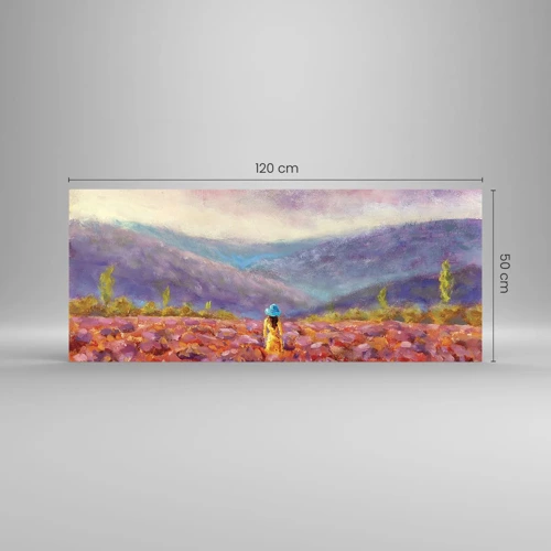 Billede på glas - I en verden af lavendel - 120x50 cm