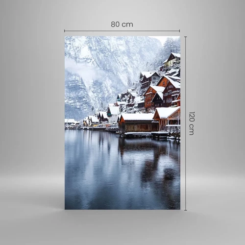Billede på glas - I en vinterdekoration - 80x120 cm