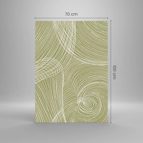 Billede på glas - Indviklet abstraktion i hvidt - 70x100 cm