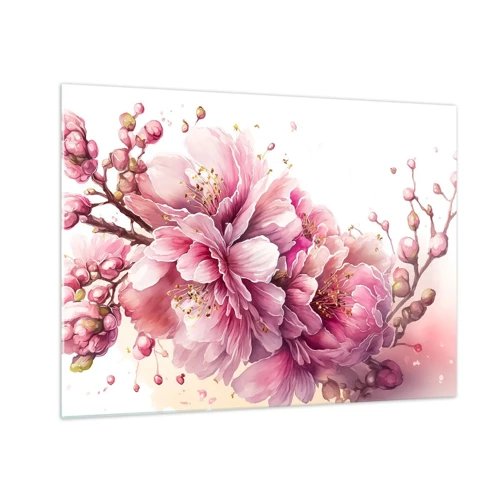 Billede på glas - Kirsebærblomst - 70x50 cm