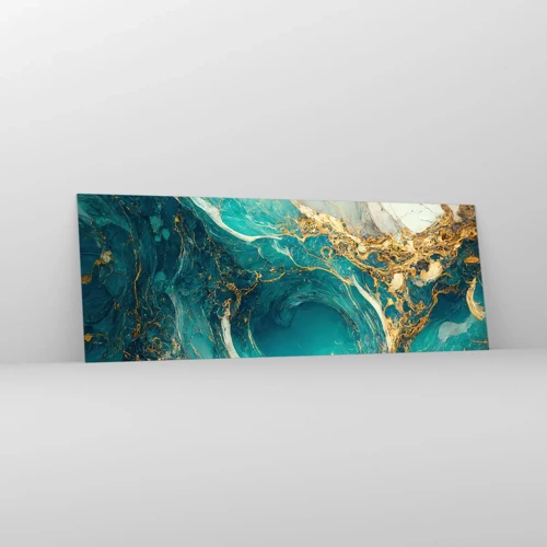 Billede på glas - Komposition med årer af guld - 140x50 cm