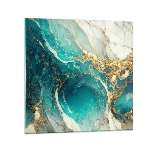 Billede på glas - Komposition med årer af guld - 50x50 cm