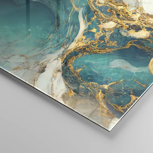 Billede på glas - Komposition med årer af guld - 90x30 cm