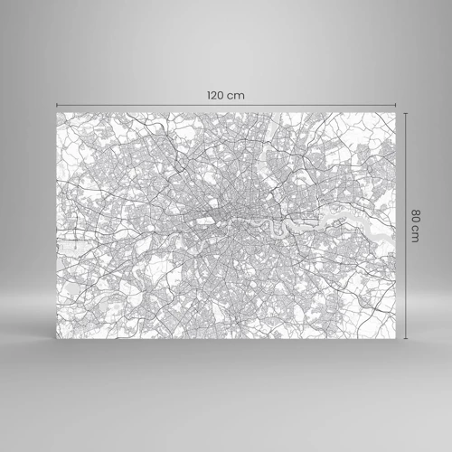 Billede på glas - Kort over Londons labyrint - 120x80 cm