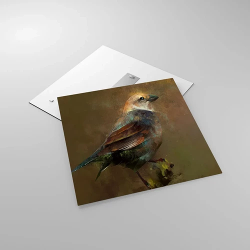 Billede på glas - Lille spurv, lille fugl - 60x60 cm