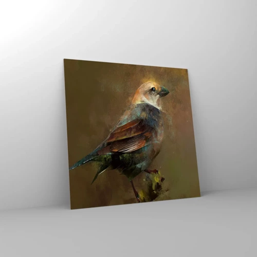 Billede på glas - Lille spurv, lille fugl - 70x70 cm
