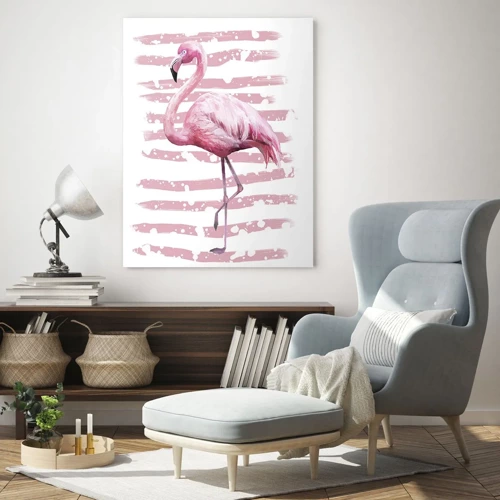 Billede på glas - Med værdighed, om end i pink - 70x100 cm