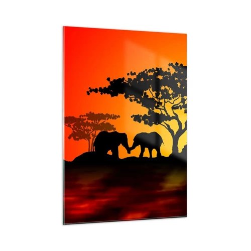 Billede på glas - Møde på savannen - 50x70 cm