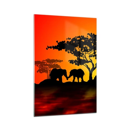 Billede på glas - Møde på savannen - 70x100 cm