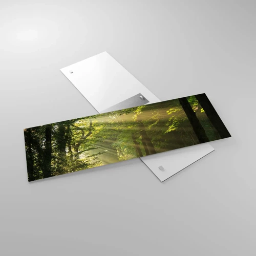 Billede på glas - Øjeblik i skoven - 90x30 cm
