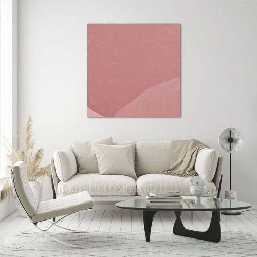 Billede på glas - Organisk komposition i pink - 50x50 cm